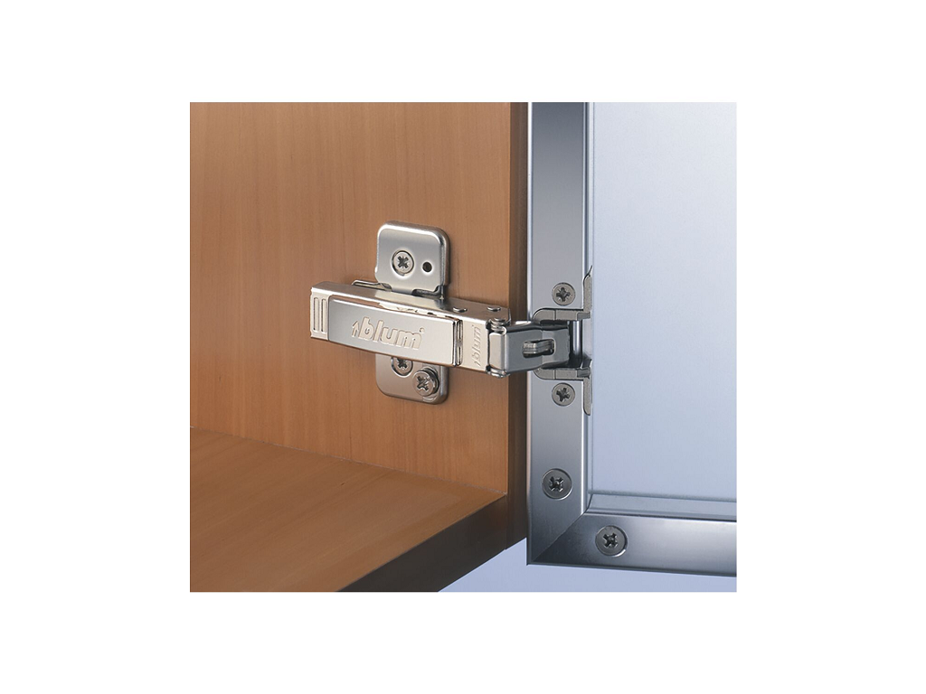Cerniera per Telaio Alluminio con Molla 95°da avvitare Clip Top Battuta con Sormonto 9,5 Mediana Nichelato  Blum - immagine 2